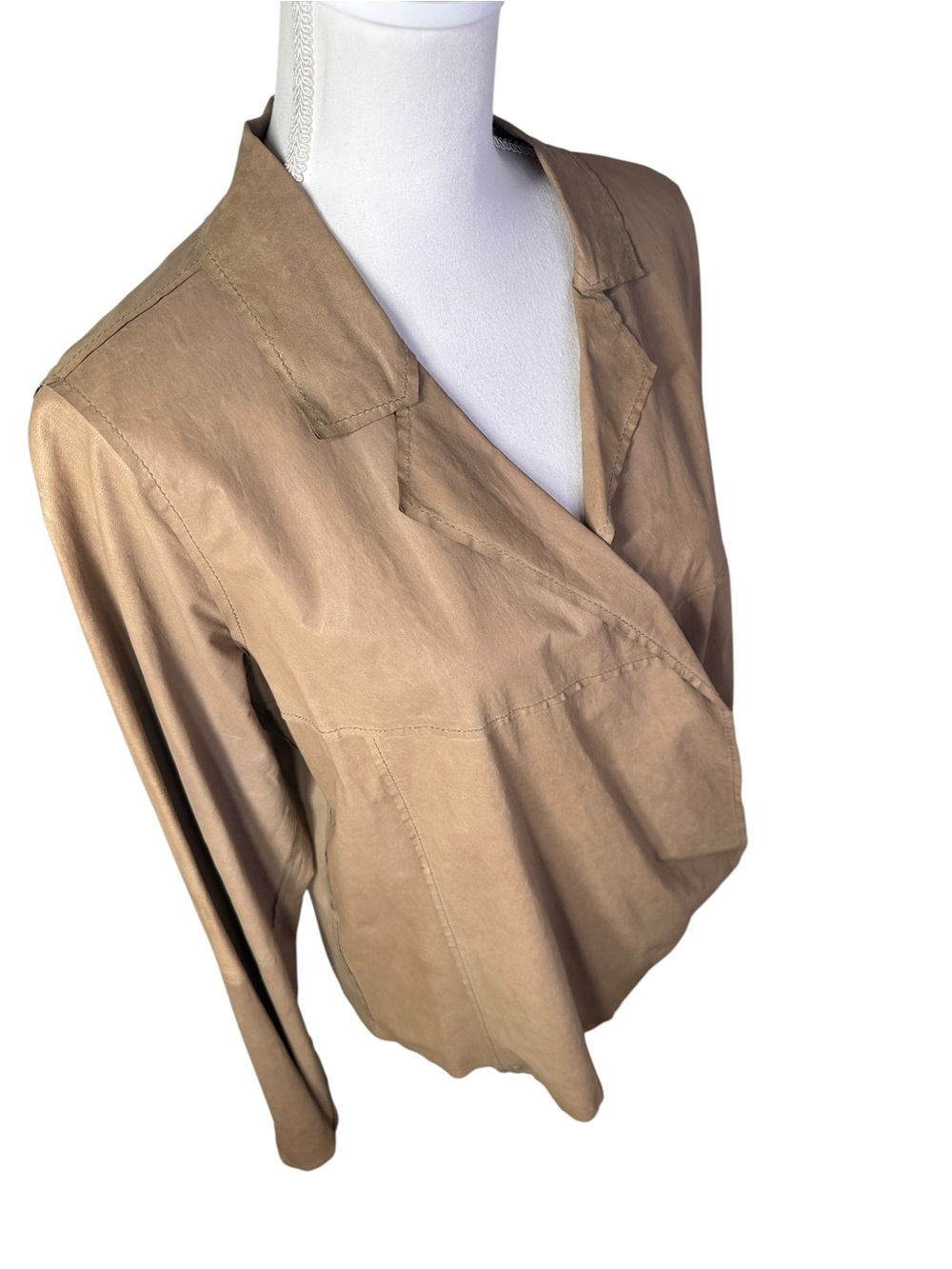 Annette Görtz Vibi 100% Lamb Leather Wrap Jacket Taupe EU 38 US 8 Germany - Picture 6 of 13